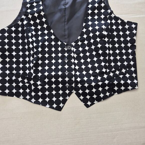 Larry Levine Stretch XL Black & White Sleeveless Vest, Button up Front & Back. - Picture 3 of 4